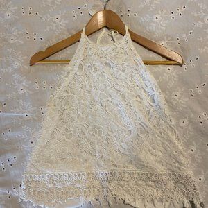 White Lace Backless Halter Top